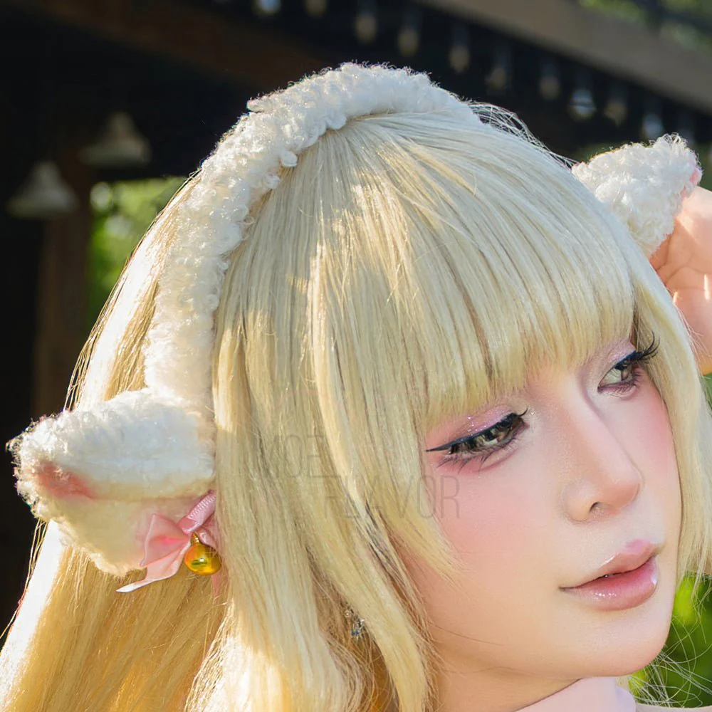 Blushing Lamb Bow Sheep Headband Costume - Image 2