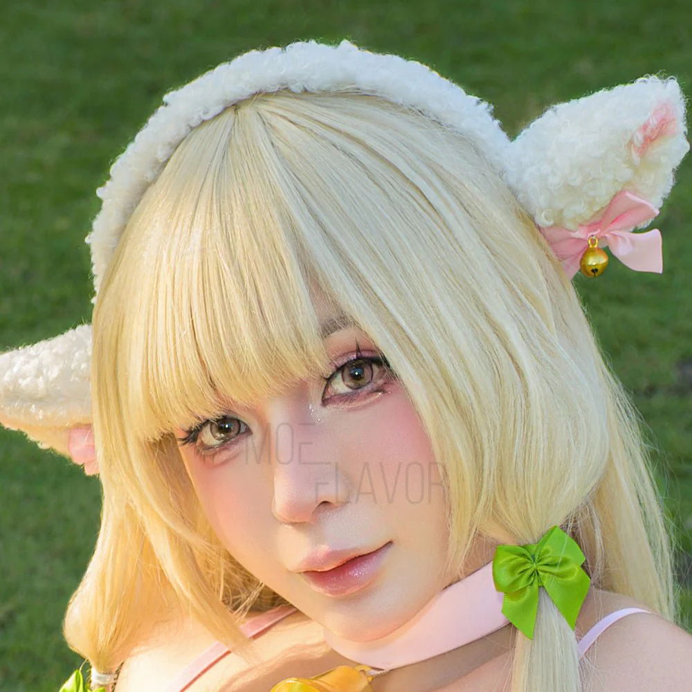 Blushing Lamb Bow Sheep Headband Costume - Image 3