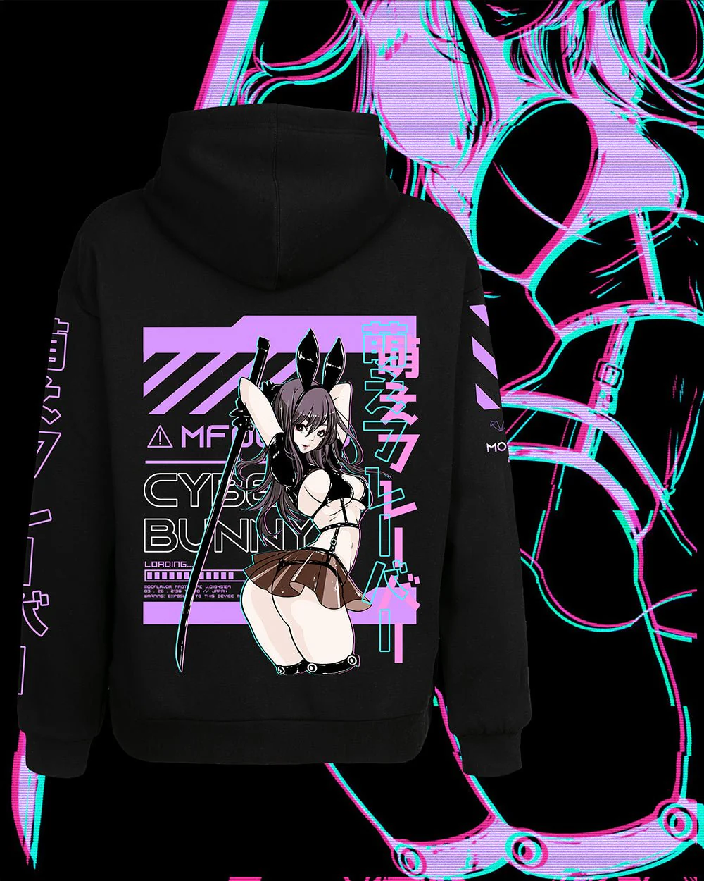 Unisex Cyber Bunny Hoodie Cosplay - Image 4