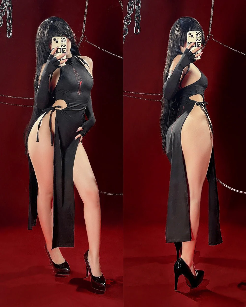 Slice Black Dress Anime Style - Image 4